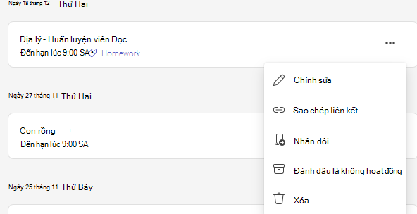 Ảnh chụp màn hình vị trí tùy chọn xóa.