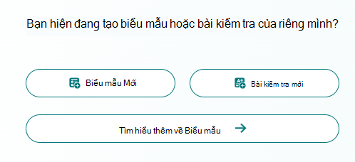 Ảnh chụp màn hình các tùy chọn biểu mẫu mới.