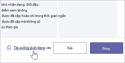 Tải xuống một rubric dưới dạng .csv tệp.