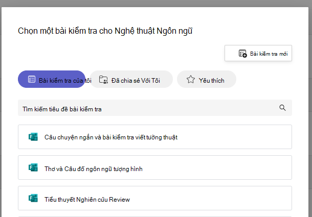 Ảnh chụp màn hình bài kiểm tra.