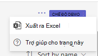 Ảnh chụp màn hình hiển thị tùy chọn xuất.