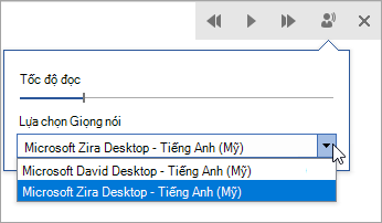 Ảnh chụp màn hình lựa chọn đọc giọng nói.