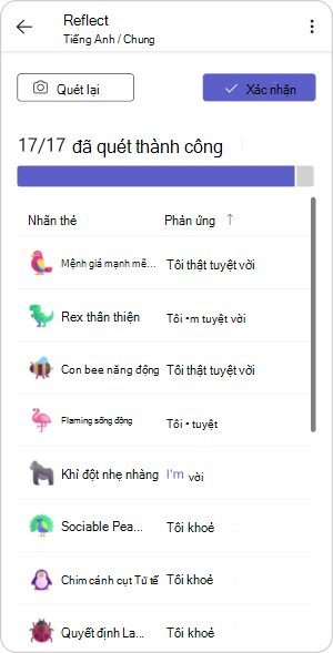 Xác nhận kết quả quét