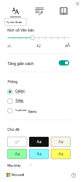 Ảnh chụp màn hình cài đặt phông chữ.