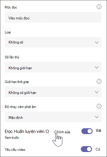 ảnh chụp màn hình của đoạn đã chọn, với các tùy chọn bổ sung để sửa đổi bài tập