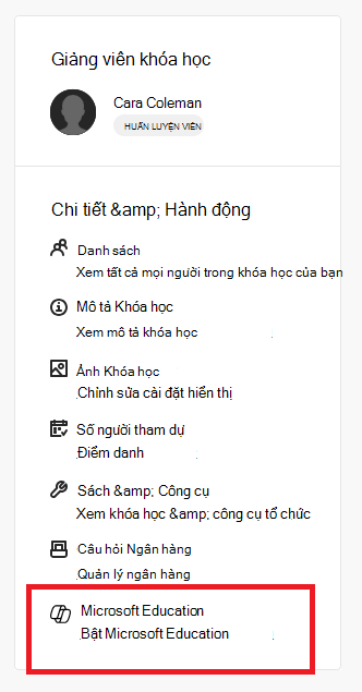 Sách và Công cụ bật mục Microsoft Education