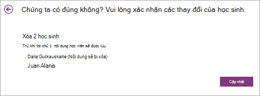 Danh sách học viên sẽ được loại bỏ.