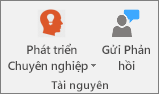 Nhóm Tài nguyên của tab Sổ tay Lớp học.