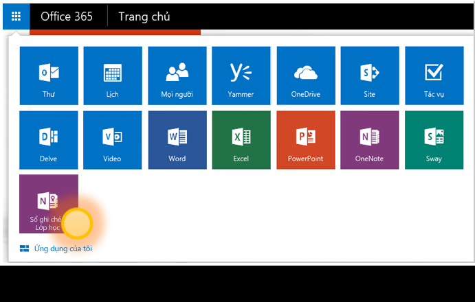 Ảnh chụp màn hình của ứng dụng OneNote Class Notebook.