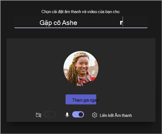 Ảnh chụp màn hình mở màn hình khi giảng viên bắt đầu cuộc họp Microsoft Teams dành cho Giáo dục.