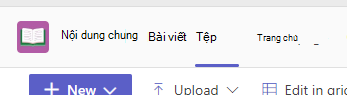 Ảnh chụp màn hình hiển Files tab trong kênh Teams.