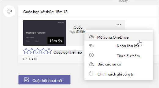 Các tùy chọn ghi lại cuộc họp Teams