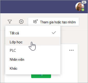 Lọc các loại nhóm.