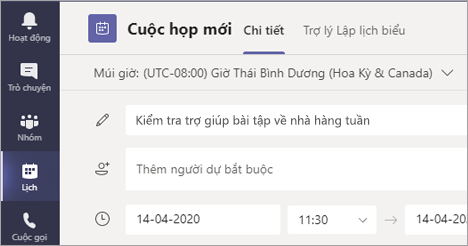 Ảnh chụp màn hình hiển thị để đặt tiêu đề cho cuộc họp của bạn.