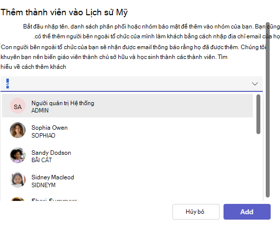 danh sách học viên