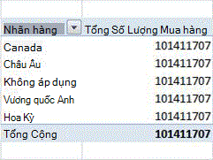 Ví dụ về PivotTable