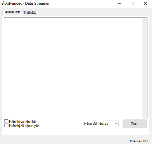Phần bổ trợ Excel Data Streamer Cài đặt nâng cao Tab Bảng điều khiển