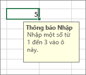 Thông báo Nhập hiển thị cho một ô