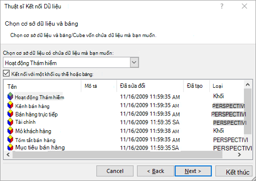 Màn hình Trình hướng dẫn Kết nối Dữ liệu 2