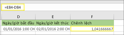 =E84-D84 và kết quả của 1,041666667