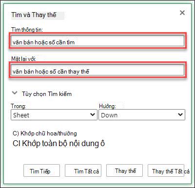 Thay thế văn bản hoặc số trong một sổ làm việc hoặc trang tính bằng cách nhấn Ctrl+H