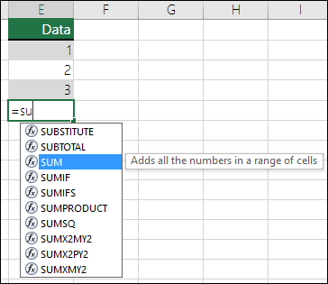 Tự động Hoàn tất Công thức Excel