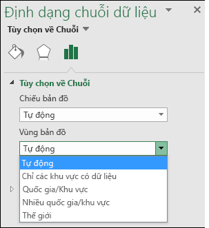 Tùy chọn Vùng Bản đồ của biểu đồ dạng Bản đồ trong Excel