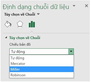 Các tùy chọn Chiếu biểu đồ dạng Bản đồ trong Excel