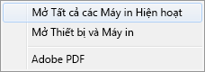 Chọn Mở Tất cả Máy in Hiện hoạt.