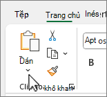 Mũi tên xuống của nút Dán