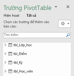 Danh sách Trường PivotTable trong PowerPivot
