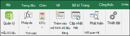 Menu PowerPivot trên Ribbon Excel