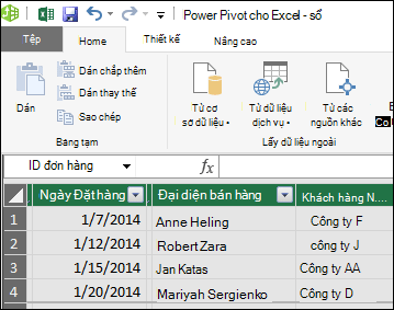 Dạng xem Bảng PowerPivot