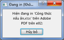 Hộp thoại In sẽ xuất hiện khi bạn gửi tài liệu cho máy in.