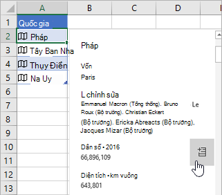 Con trỏ dừng trên trường dân số trong thẻ và nút Trích xuất