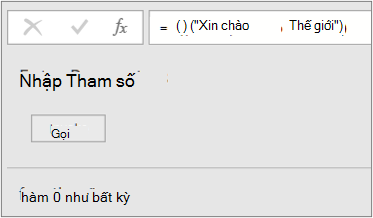 Gọi hàm tùy chỉnh HelloWorld