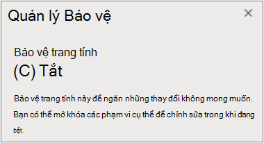 Tắt tính năng bảo vệ trang tính
