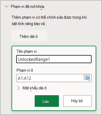 Đặt bảo vệ dải ô