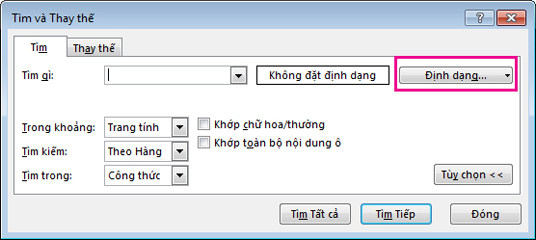 Hộp thoại Tìm