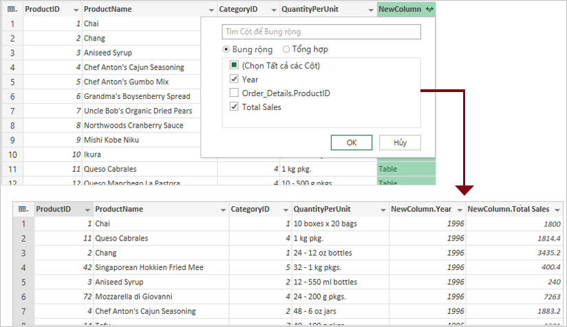 Phối trong Power Query