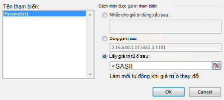 Hộp thoại Tham số Truy vấn MS