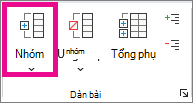 Bấm Nhóm trên tab Dữ liệu