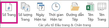 Trong nhóm Thành phần & Chân trang, bấm Số Trang