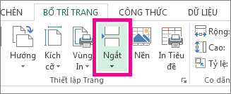 Bấm Ngắt trên tab Bố trí Trang