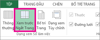 Bấm Xem trước Dấu ngắt trang trên tab Dạng xem