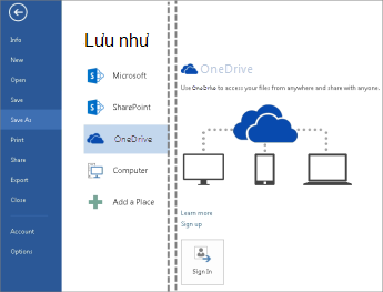 Lưu tệp vào OneDrive