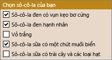 Hộp kiểm mẫu Điều