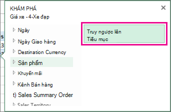 Nút Truy ngược Lên trong hộp Khám phá