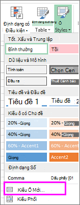 Tuỳ chọn kiểu ô mới