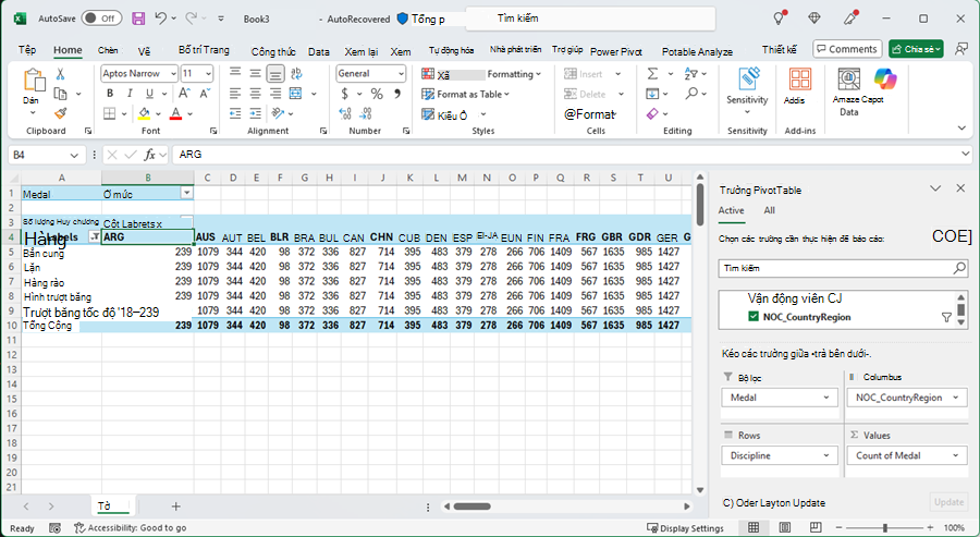 Cập nhật PivotTable